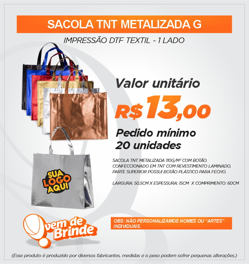 Sacola TNT Metalizada G