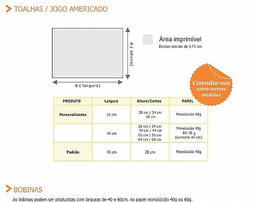 Jogo Americano em papel Personalizado — foto 2