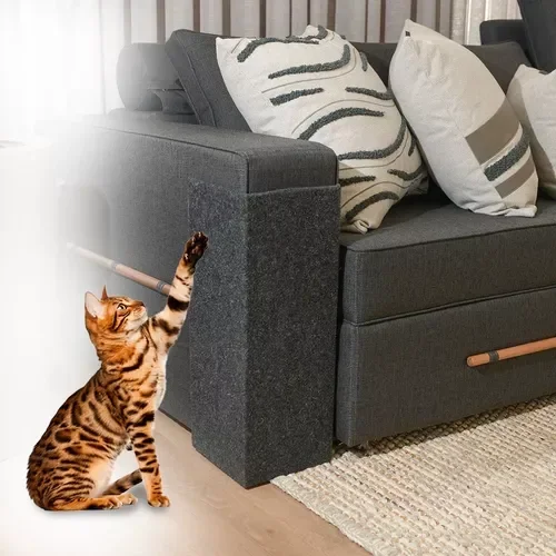 Sofá Protetor de Arranhões Cinza e Cama Box para Gatos - Conforto e Higiene em 2 Unidades Cat Love