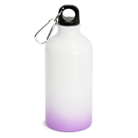 Squeeze de Alumínio Branco para Sublimação Base Degradê Roxo com Mosquetão - 500ml