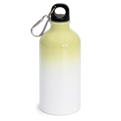 Squeeze de Alumínio Branco para Sublimação Degradê Amarelo com Mosquetão - 500ml