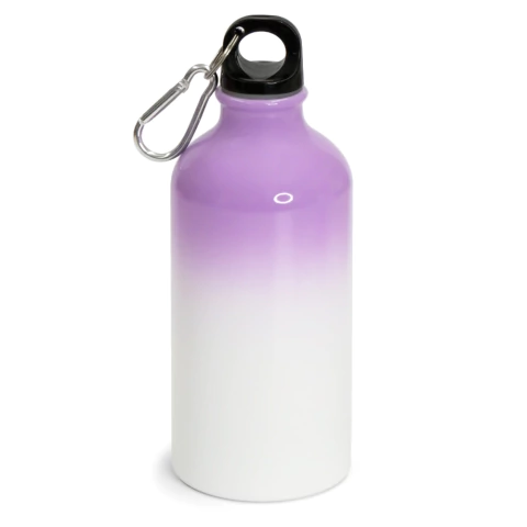 Squeeze de Alumínio Branco para Sublimação Degradê Roxo com Mosquetão - 500ml