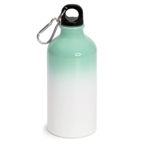Squeeze de Alumínio Branco para Sublimação Degradê Verde com Mosquetão - 500ml