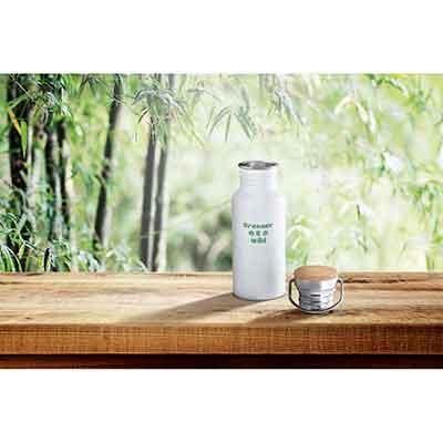 Squeeze em Aco Inox Com Tampa em Bambu
