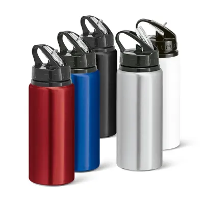 Squeeze em Aluminio Com Bico de Canudo Flip e Canudo 670 ml