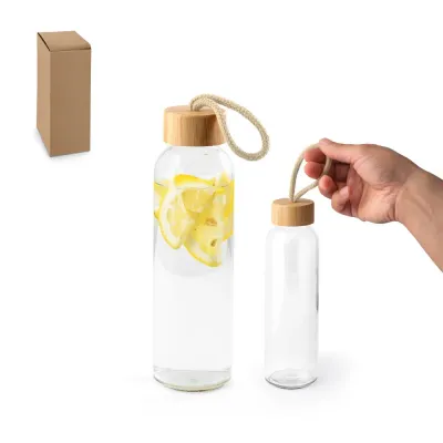 Squeeze Para Sublimacao em Vidro Com Tampa em Bambu 500 ml