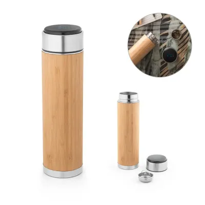 Squeeze Termico em Aco Inox Reciclado e Bambu