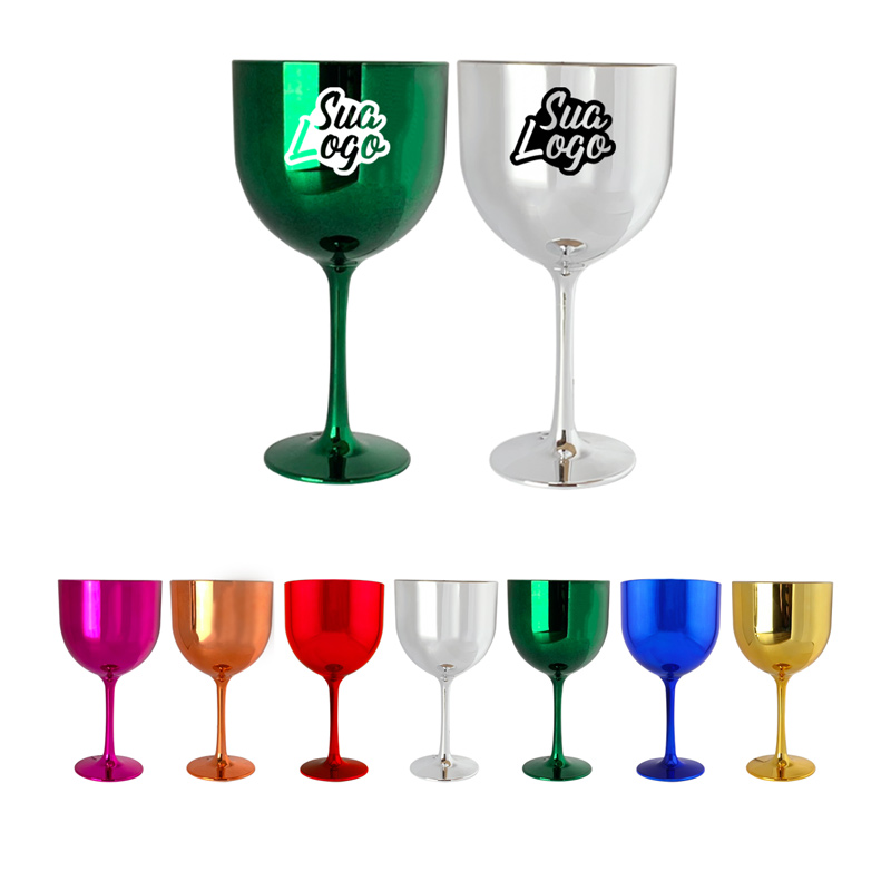 Taça de gin acrílica metalizada 550 ml