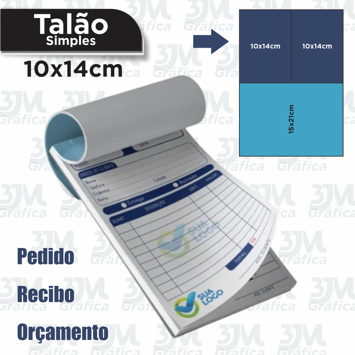 TALAO DE PEDIDOS 10x14cm 10x14cm Offset 75g 100 folhas Produzidos em PARES