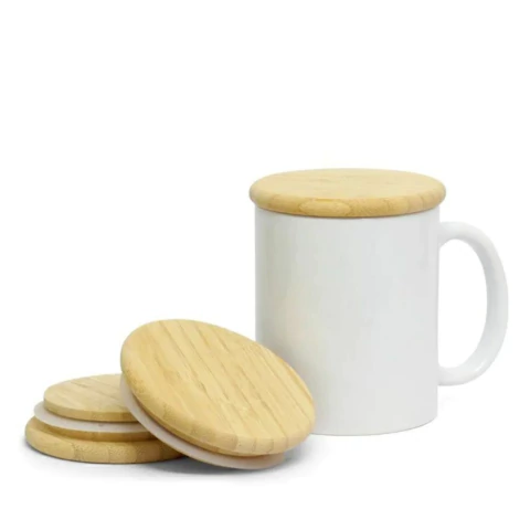 Tampa de Bambu para Caneca