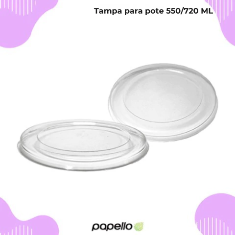 Tampa de Plástico Reta p/ Pote 550ml/720ml - 500 unidades
