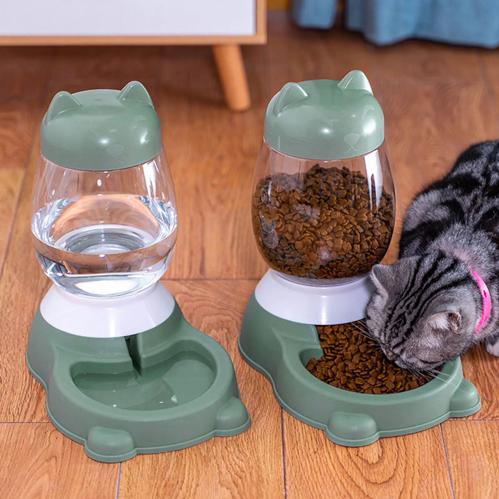 Tigela e Bebedouro Automático 2 em 1 para Cães e Gatos em Forma de Urso