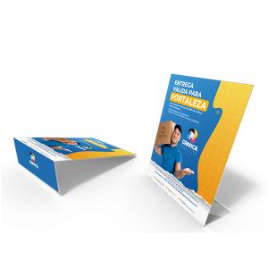 Totem 10x15 PS 1mm 4x0 Adesivo aplicado frente Corte reto Display