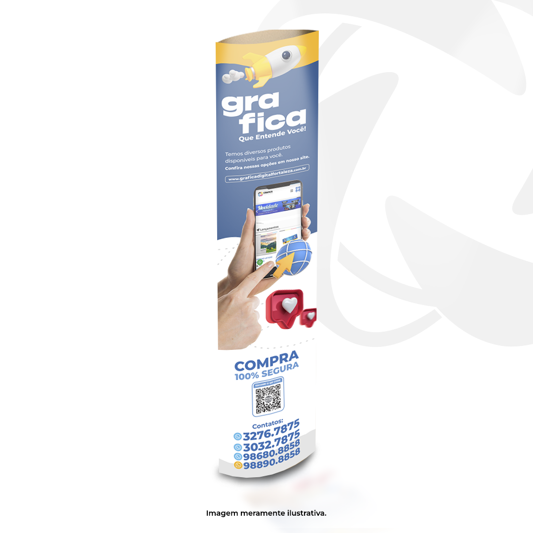Totem Eliptico Tam. 40x180cm 40x180cm Papel Duplex Matte 350g 4x0 cores Corte Reto Valor somente pelo site