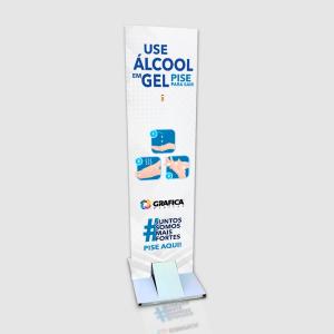 Totem Para Álcool em Gel 30x150cm Estrutura em Metalon PVC Personalizado