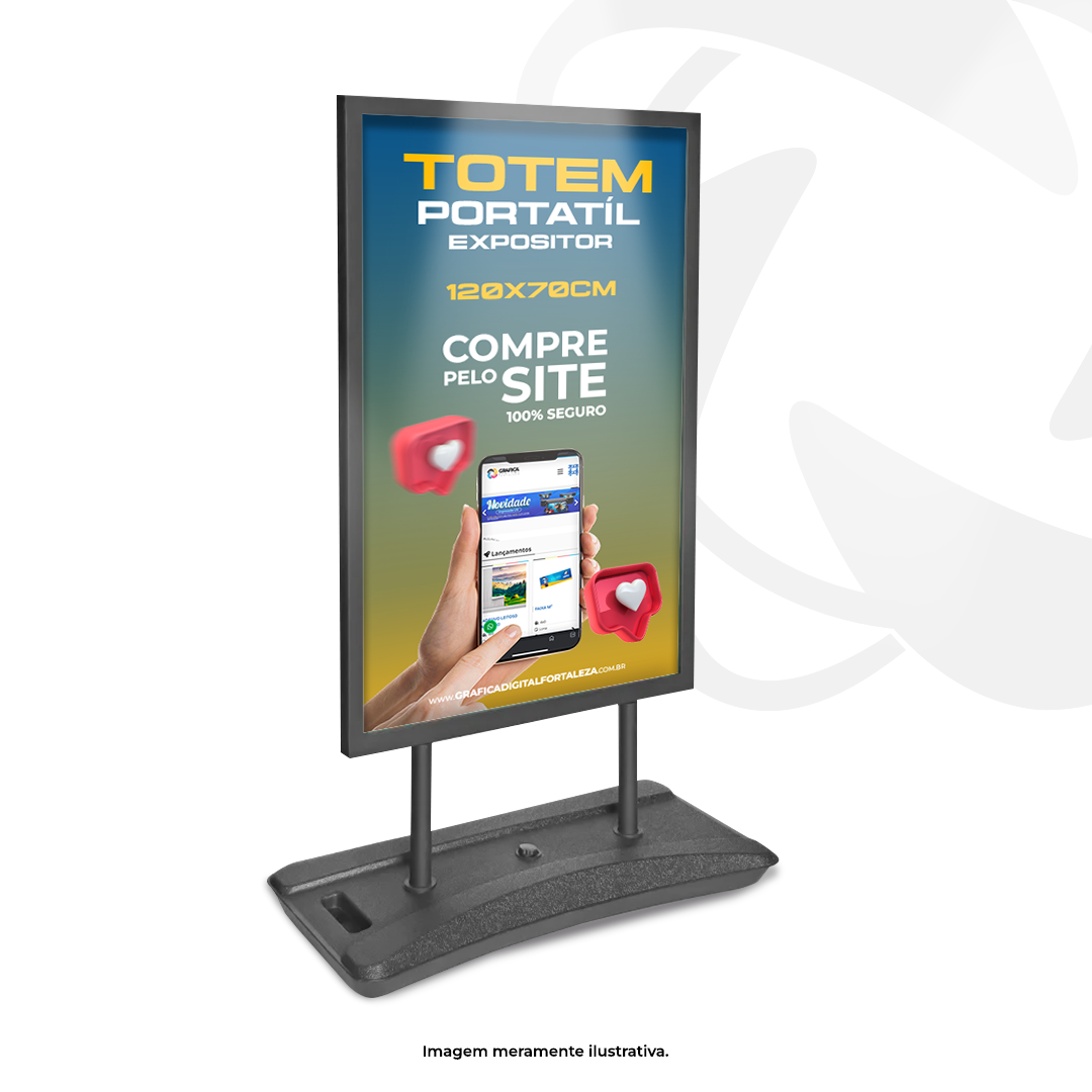 Totem Portátil Expositor Dupla Face 120x70 Display Tam. 120x70cm Estrutura: Metal Galvanizado