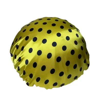 Touca de Banho Cetim Poa Amarelopreto