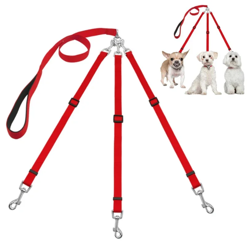 Trela Tríplice Ajustável de Multi-Corrente para Cães e Gatos - Ideal para Pequenos e Médios Pets