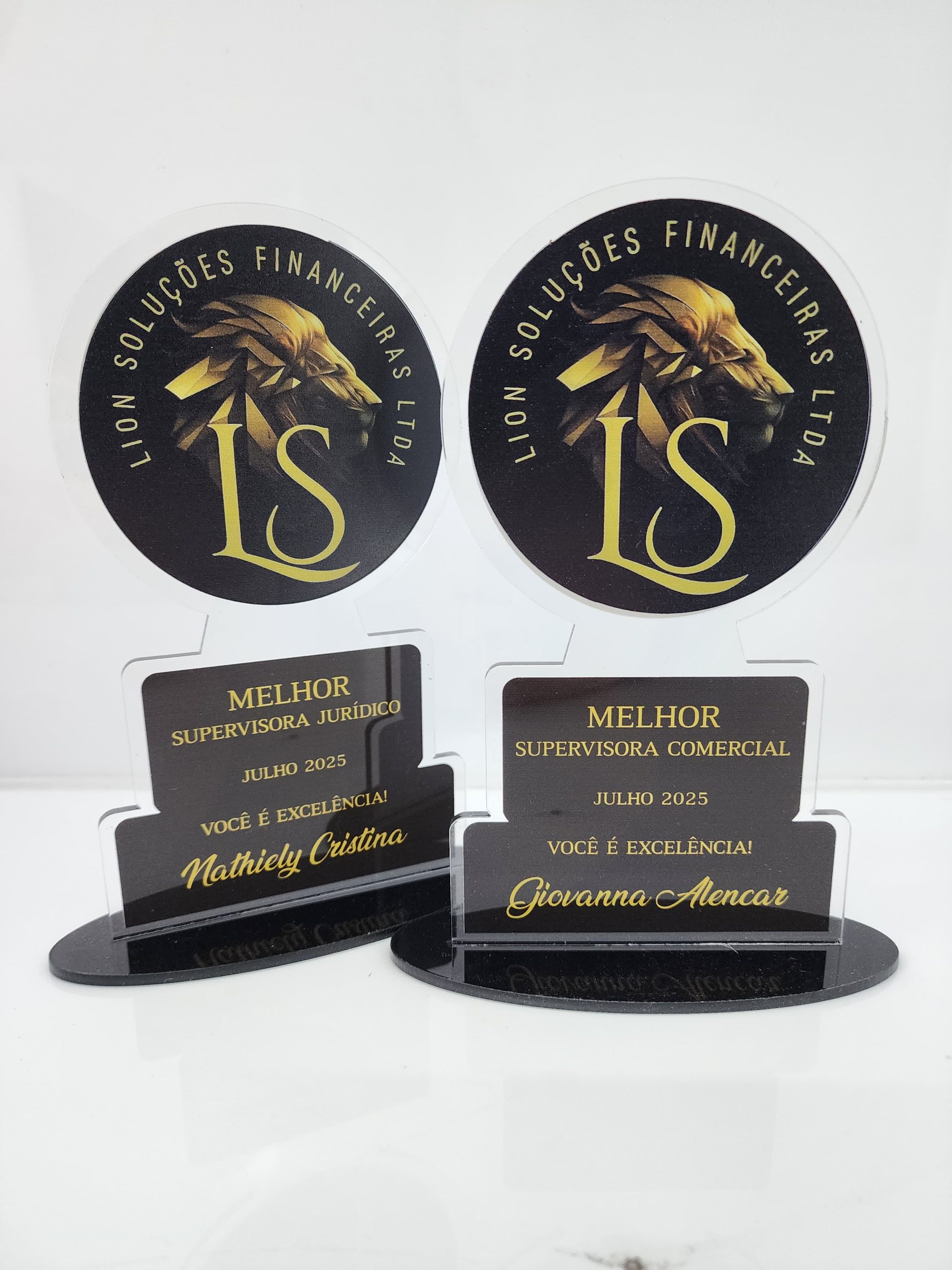 Troféu Acrílico Cristal Base Acrílico Preto - FM TROFÉUS - Troféus e medalhas personalizados