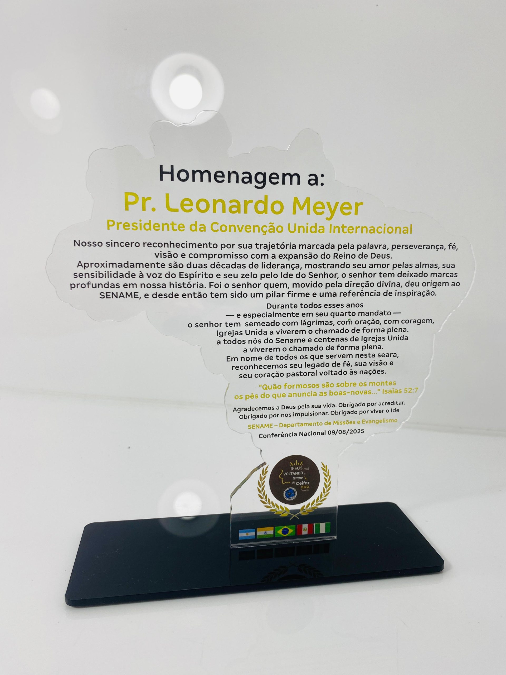 Troféu Acrílico Cristal Impressão UV Base Acrílico Preto - FM TROFÉUS - Troféus e medalhas personalizados