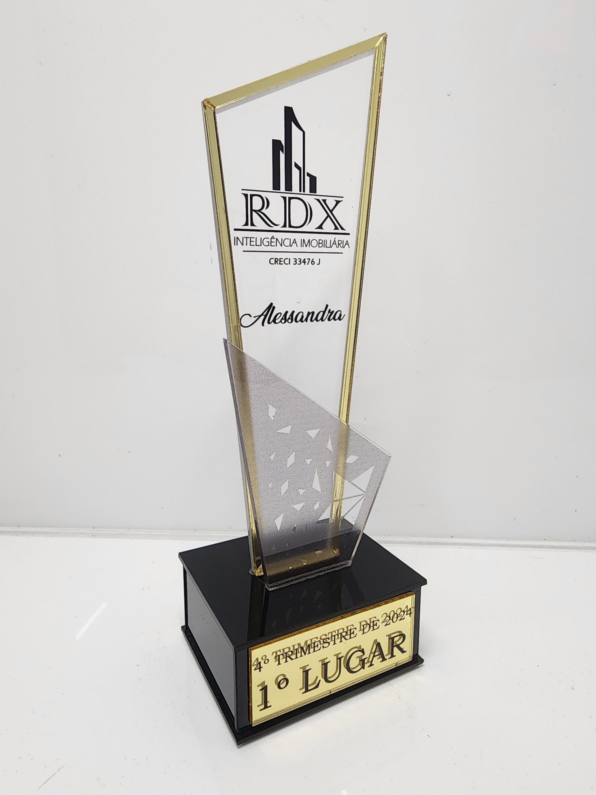 Troféu Acrílico Cristal Relevo Espelhado - FM TROFÉUS - Troféus e medalhas personalizados