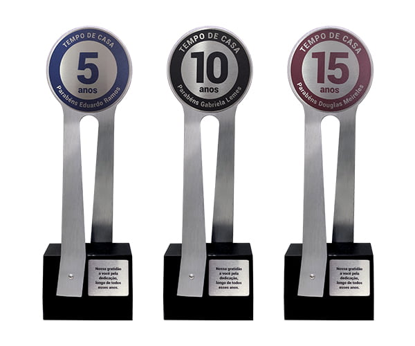 Troféu de Alumínio Personalizado Tempo de Casa