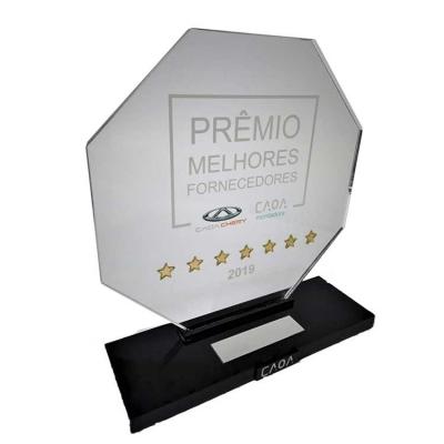 Trofeu Hexagono em Acrilico Cristal