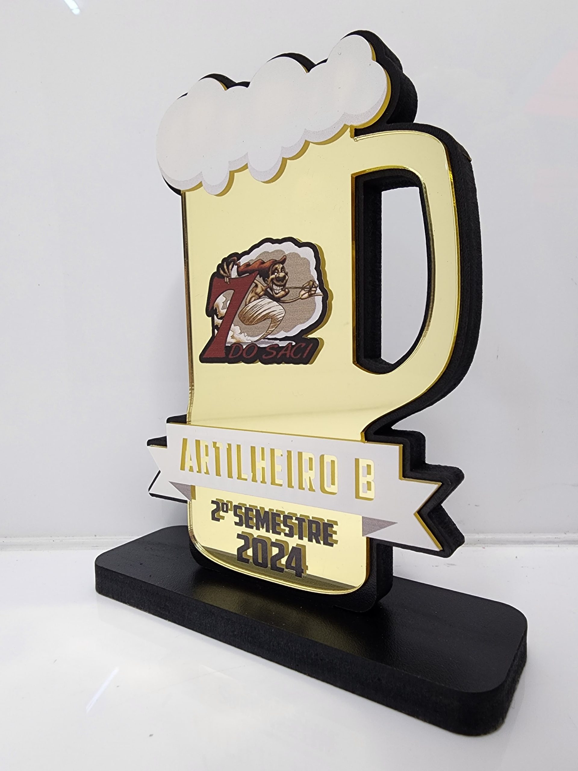 Troféu MDF Preto com Relevo Espelhado - FM TROFÉUS - Troféus e medalhas personalizados