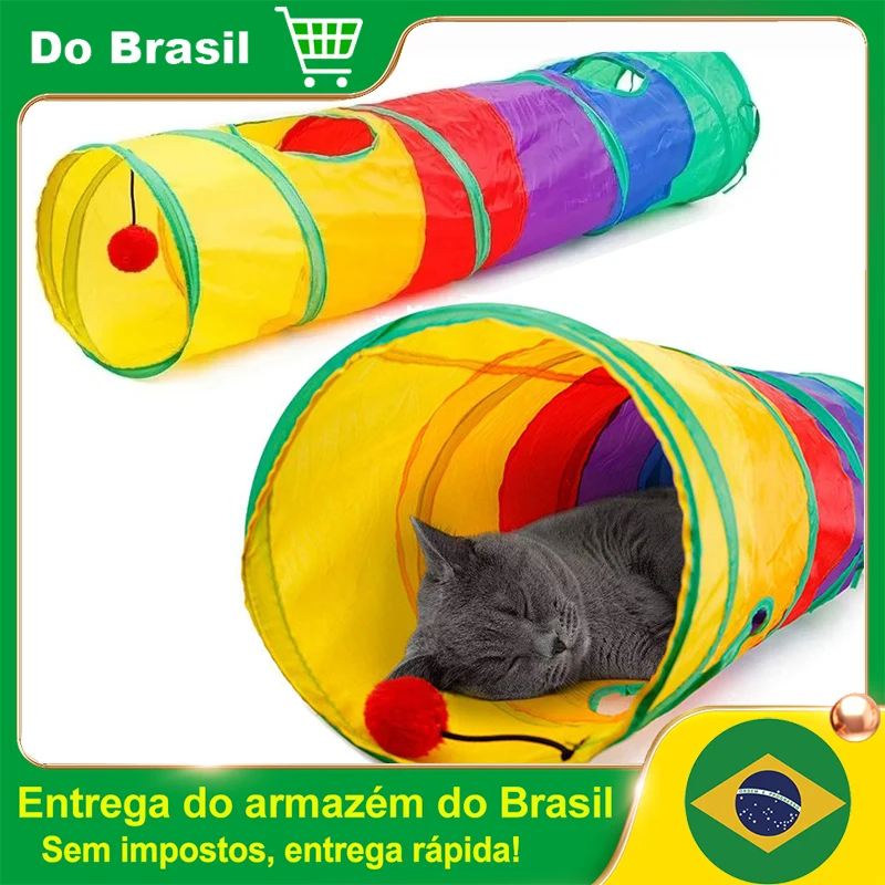 Túnel Interativo Dobrável para Gatos e Animais de Estimação - Brinquedo Divertido para Treinamento e Entretenimento de Gatinhos, Cachorros e Coelhos