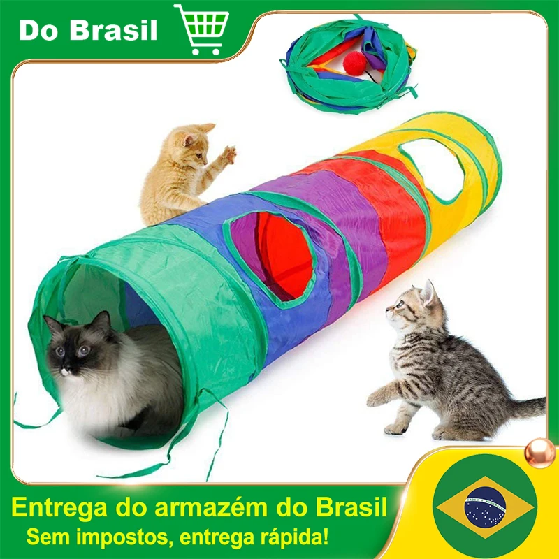 Túnel Interativo Dobrável para Gatos e Outros Animais de Estimação - Brinquedo Divertido para Treinamento e Brincadeiras