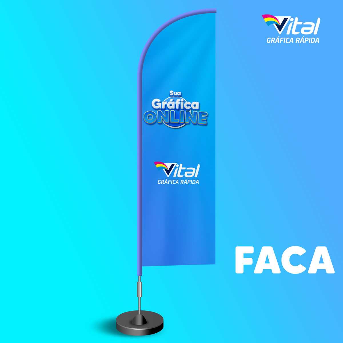 Wind Banner/Fly Banner com base completa - PEQUENO, Faca